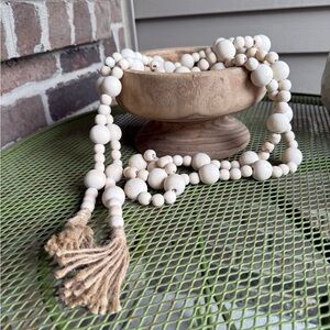 102” Natural Wood Bead Garland with Tassels